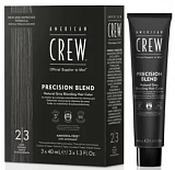 American Crew Камуфляж для седых волос Темный натуральный Precision Blend 2/3, 3 штуки 40 мл
